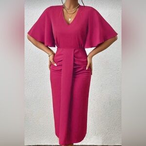 Elegant Pink Midi Dress
